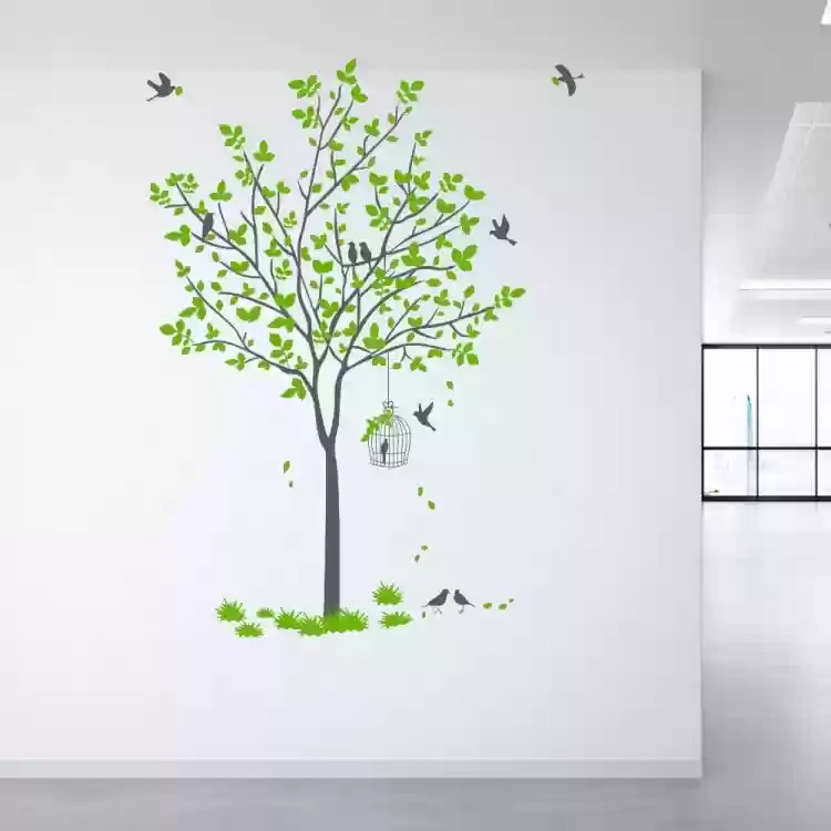 Green Tree Medium Vinyl Wall Sticker For Decoration 160 Cm X 110 Cm