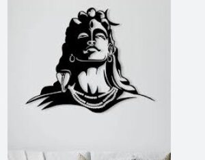 Black And White Colour Mahadev Sticker For Home Decor