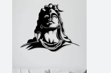 Black And White Colour Mahadev Sticker For Home Decor