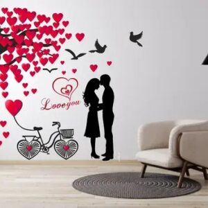 Decor Kafe Romantic Couple Under Tree And Love Quote Wall Sticker 77 Cm X 96 Cm