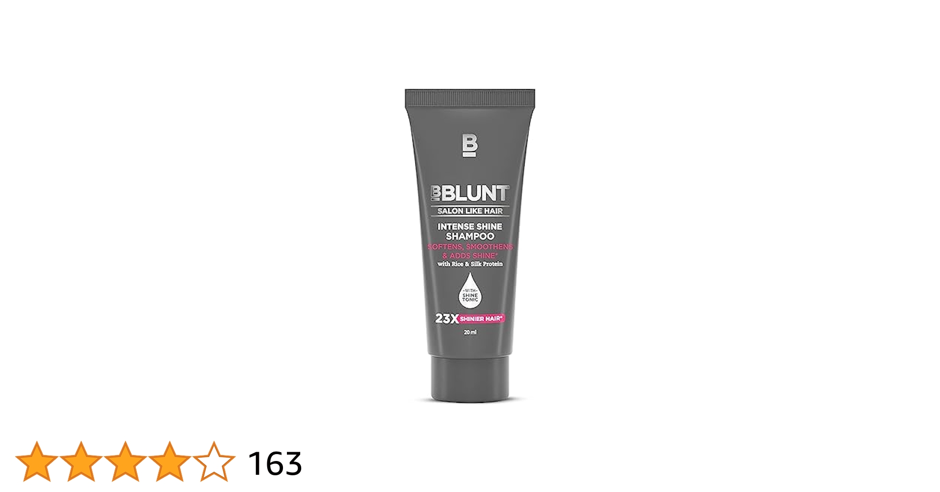 Bblunt Intense Shine Shampoo With Rice and Silk Protein For Shinier Hair 20 Ml