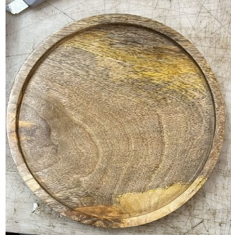 Eotvia Round Serving Tray Natural Wood For Household Coffee Shop