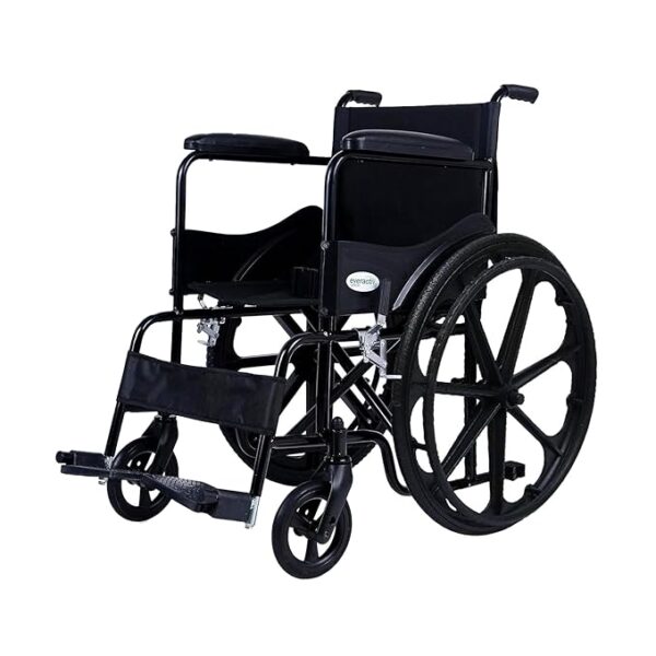 Everactiv By Hcah Everyday Economy Foldable Wheelchair With Safety Seat Belt Black