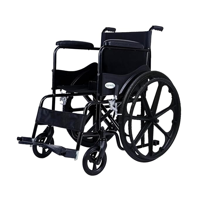 Everactiv By Hcah Everyday Economy Foldable Wheelchair With Safety Seat Belt Black