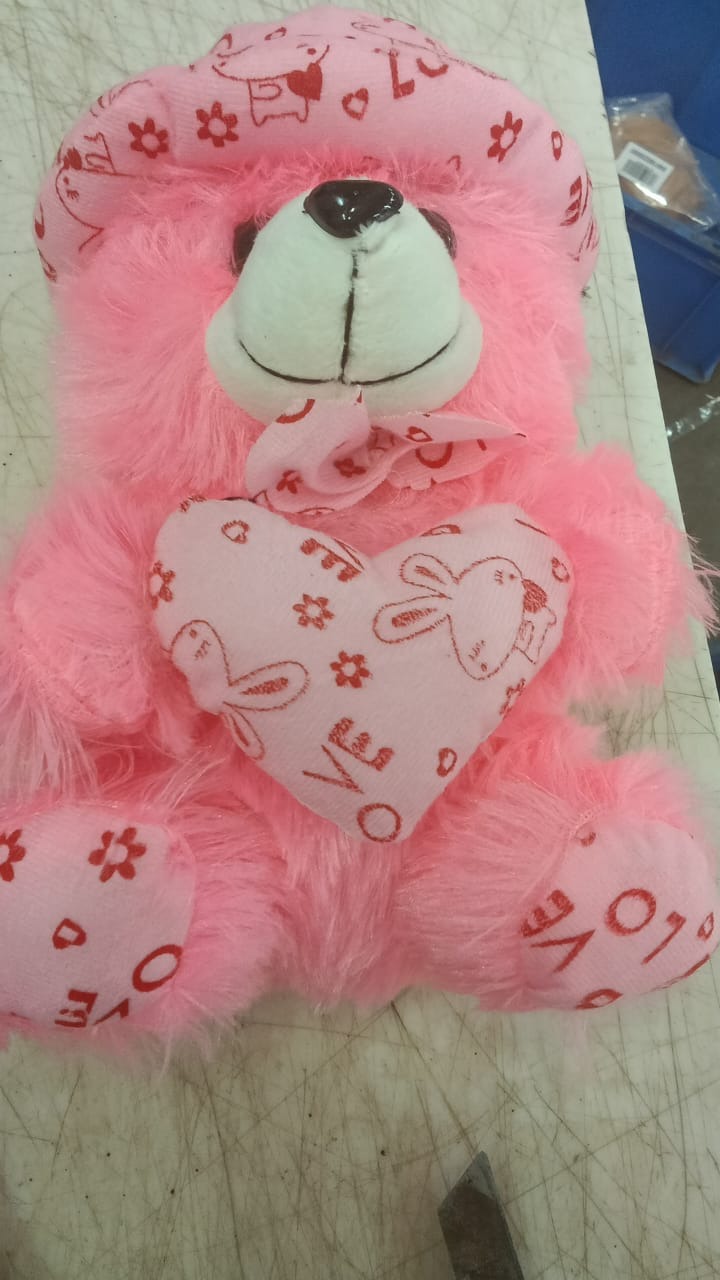 Teddy Bear With Cap Pink 30Cm