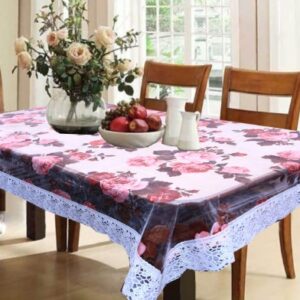 Purple Colour Flower Printed Dining Table Cover