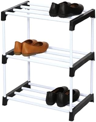Multipurpose 3 Shelves Shoe Rack Black Color