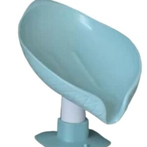 Self Draining Soap Dish Soap Box Leaf Shape For Shower Bathroom Sky Blue Color Pack Of 3