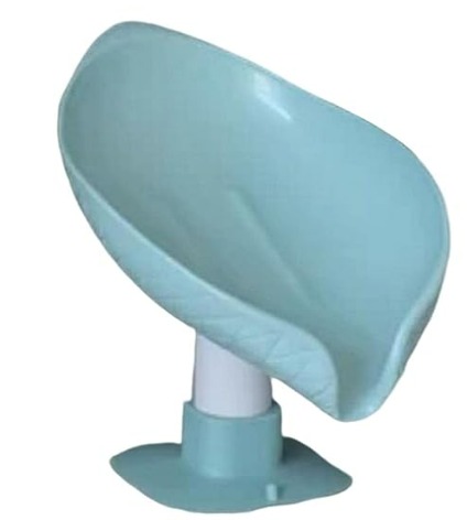 Self Draining Soap Dish Soap Box Leaf Shape For Shower Bathroom Sky Blue Color Pack Of 3