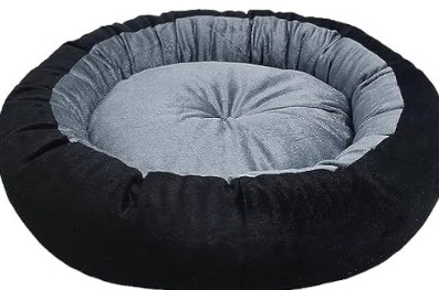 Grey And Black Colour Dog Round And Soft Mattress