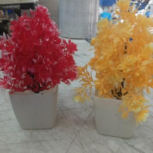 Multi Colour Artificial Flower With Pot Pack Of 2