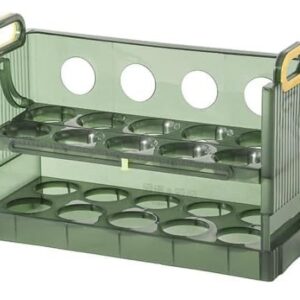 Plastic Egg Holder For Refrigerator Door Egg Storage Box Creative Flip Box 3 Layer Green Colour