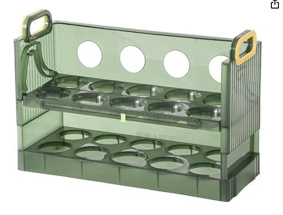 Plastic Egg Holder For Refrigerator Door Egg Storage Box Creative Flip Box 3 Layer Green Colour