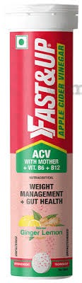 Fast andUp Apple Cider Vinegar Acv Vitamin B6and B12 For Weight Flavour Tablet Ginger Lemon