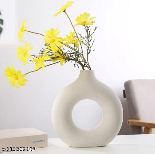 Kreative Homes Ring Planter Ceramic Donut Shape Vase Round Shape Planter Pot Set Of 2