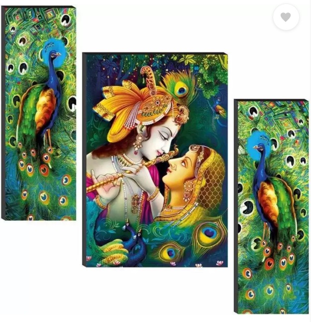 Radha Krishna Wall Painting Green