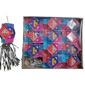 Small Multicolor Shubh Dipawali Paper Akash Kandil Pack Of 12