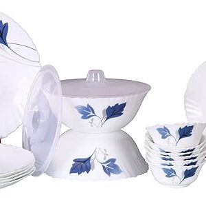 Larah By Borosil Algeria Opalware Glass Dinner Set 16 Pieces White