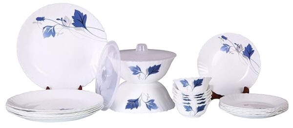 Larah By Borosil Algeria Opalware Glass Dinner Set 16 Pieces White
