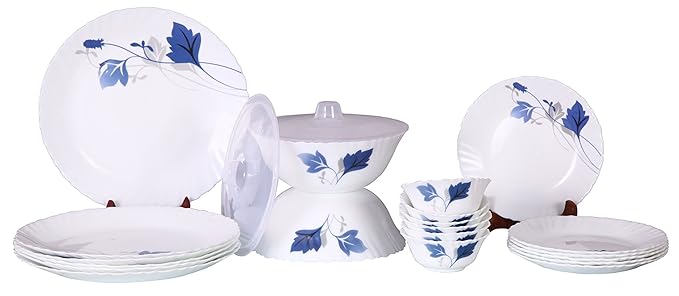 Larah By Borosil Algeria Opalware Glass Dinner Set 16 Pieces White