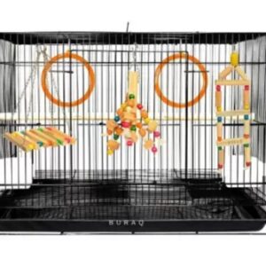 Buraq 1 Point 5 Ft Cage With 3 Swing Toy Best For Love Bird Cages Bird Cage Black