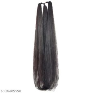 Artificial False Hair Nylon Hair Extension Natural Black For Women And Girls 30 Inches