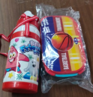 Plastic Water Bottle And Lunch Box For Kids Multicolour