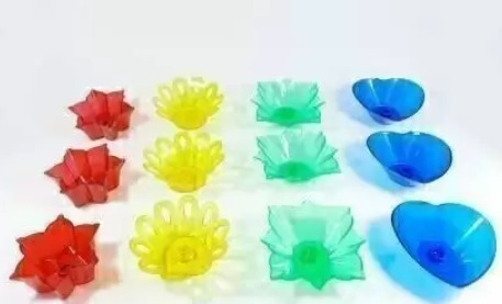 Plastic Decorative Colorful Diya For Diwali 12 Pcs