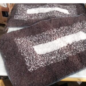 Brown With White Door Mat Set Of 2 Size 12X22 Inches