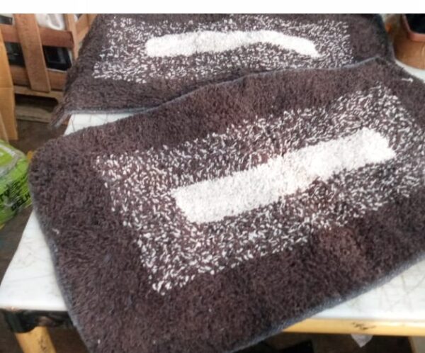 Brown With White Door Mat Set Of 2 Size 12X22 Inches