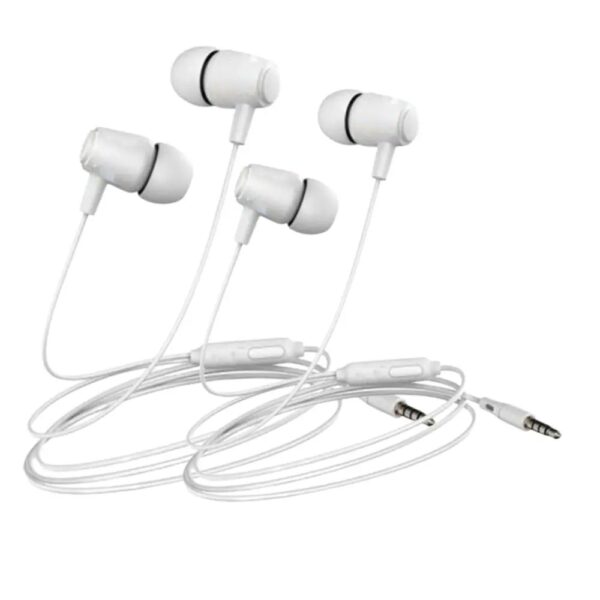 La Forte Stereo Wired Earphone With Mic White 2 Pcs