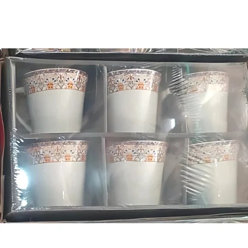 Tuelip Plain White Set Of 6 For Tea Coffee Ceramic Coffee Mug