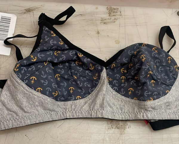 Women Grey Printed Non Padded Bra Size 32