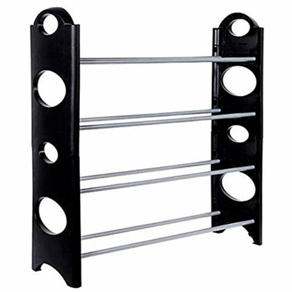Arovemic Black Plastic Multipurpose Foldable Shoe Rack