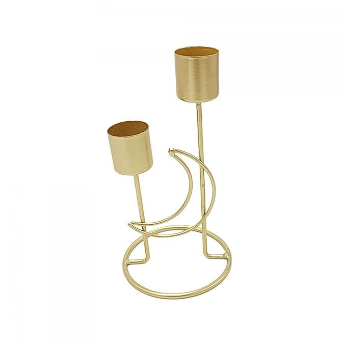 Creations Metal Candlestick Desktop Pillar Candle Holder Golden Color