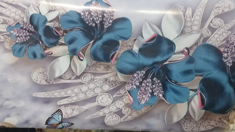 Wallpaper Flower Blue Printed