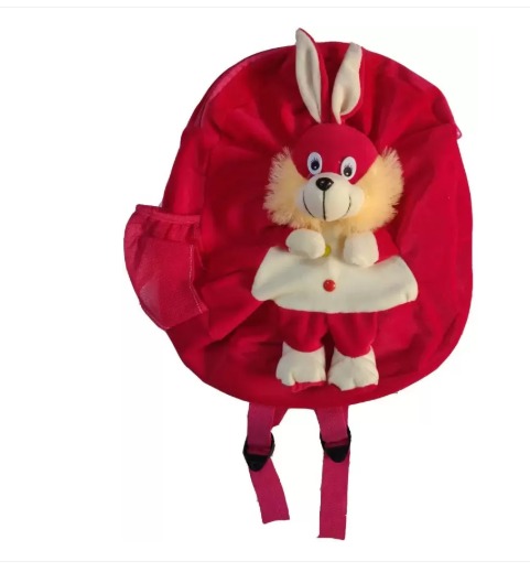 Beautiful Bunny School Bag Soft Fabric For Baby In Red Colour