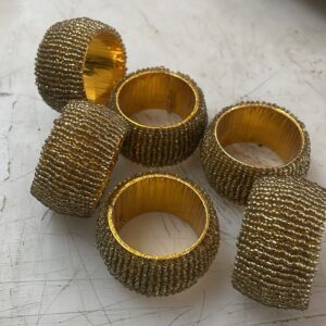 Pure Brass Hammered Napkin Rings Set Of 6