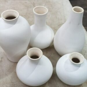 Ceramic Vase Boho Flowers Pot In White Colour Set Of 5