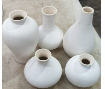 Ceramic Vase Boho Flowers Pot In White Colour Set Of 5