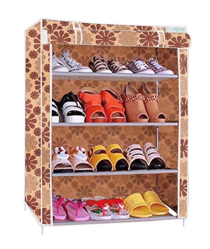 Flipzon Multipurpose 4 Layer Shoe Rack With Dustproof Zip Cover