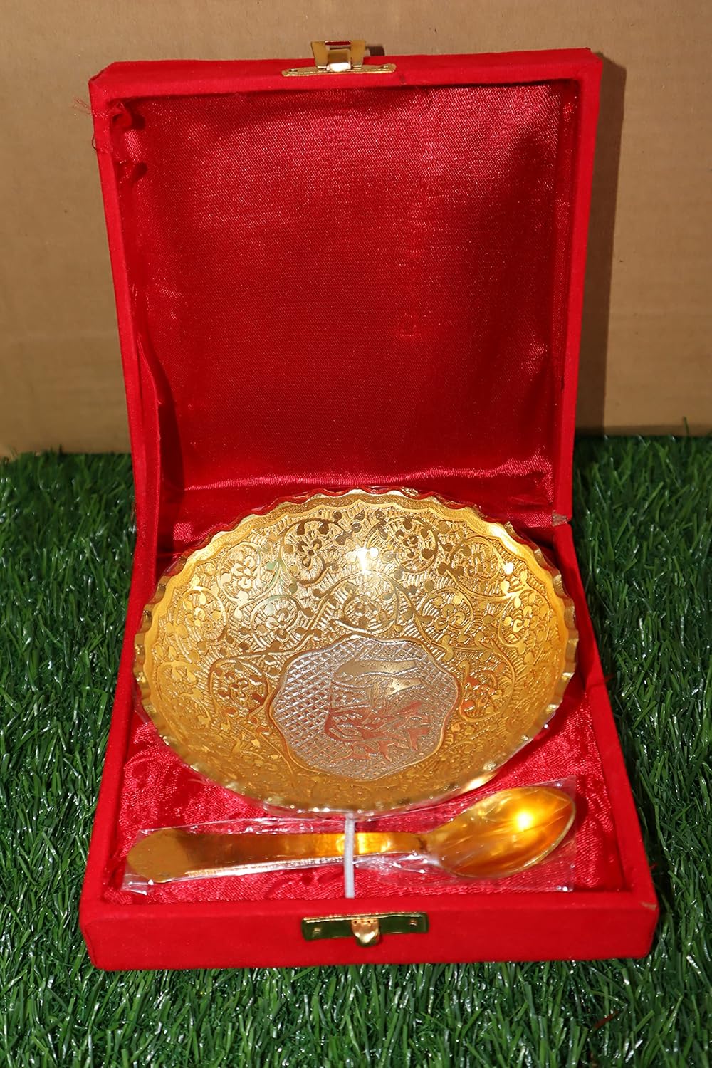 Salvus Brass Bowl With Spoon And Velvet Box