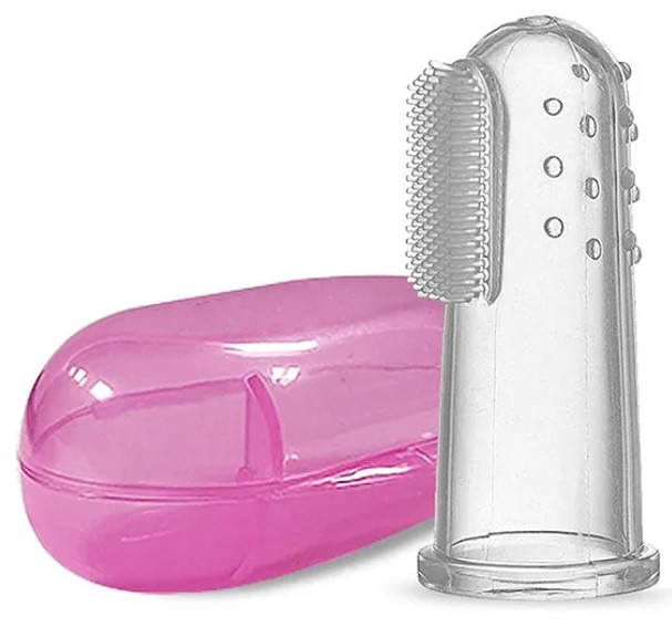 Baby Silicone Finger Toothbrush With Case For Easy Cleaning