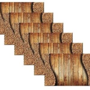 Plastic Printed Rectangular Placemats 45 X 30Cm Brown 6 Pcs