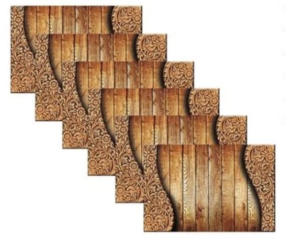 Plastic Printed Rectangular Placemats 45 X 30Cm Brown 6 Pcs