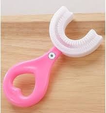 U Shaped Silicone Manual Toothbrush Pink