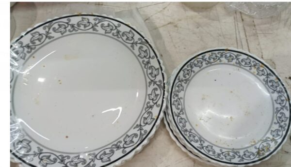 White Printed Ceramic Plates Set Of 10