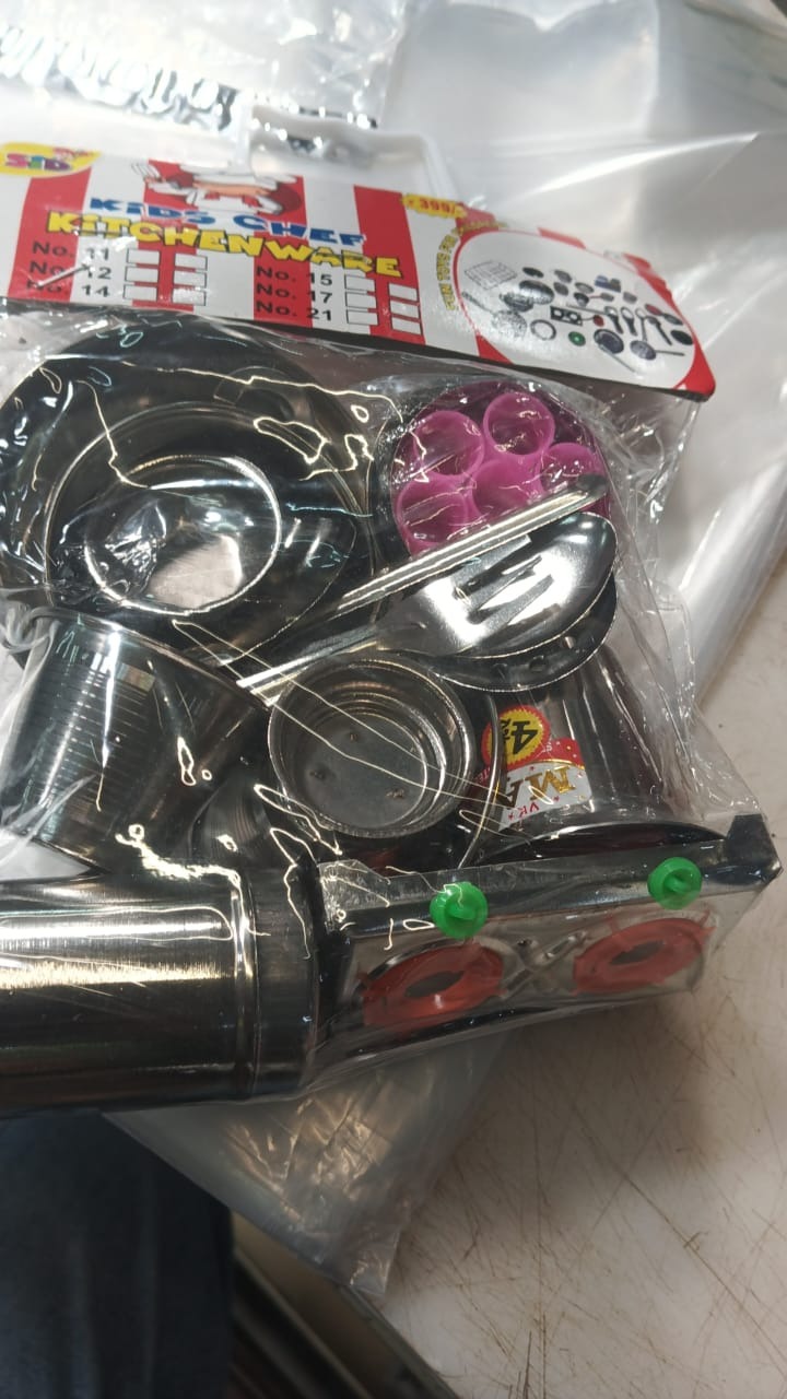 Big Stainless Steel Kitchen Set For Kids Toys 12Pcs