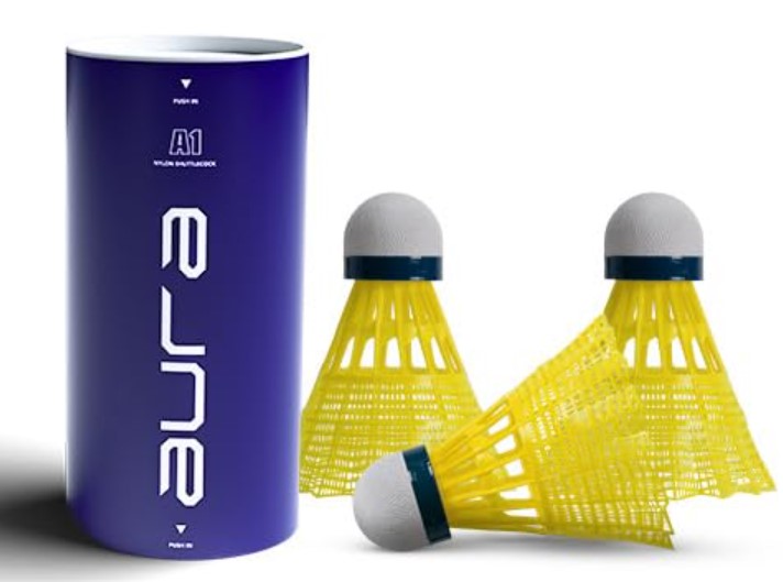 Aura Nylon Shuttlecocks Pack Of 3 Yellow Color