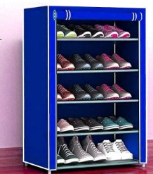 Shoe Rack For Home With Cover 5 Layer Shoes Stand Blue